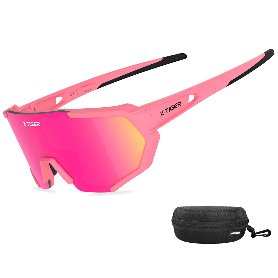 X-TIGER Fahrradbrille, Herren Damen Sportbrille, UV400 mit 5 Wechselgläser,Starker TR90 Frame, mit M