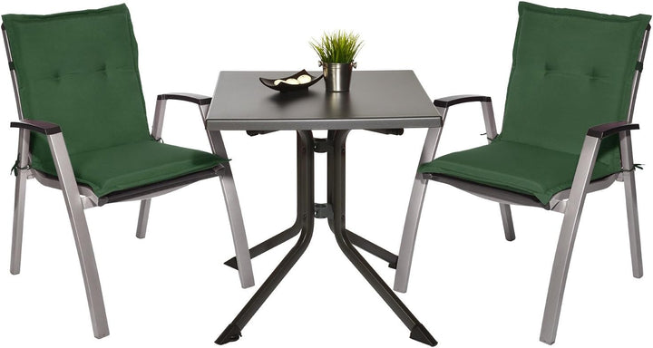 Beautissu 8er Set Niedriglehner Auflage Gartenstuhl Sitzkissen Rückenkissen Dunkelgrün 8 Auflagen, D