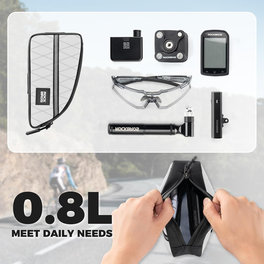 ROCKBROS Fahrrad Oberrohrtasche Leichte Rahmentasche Weiss, Weiss