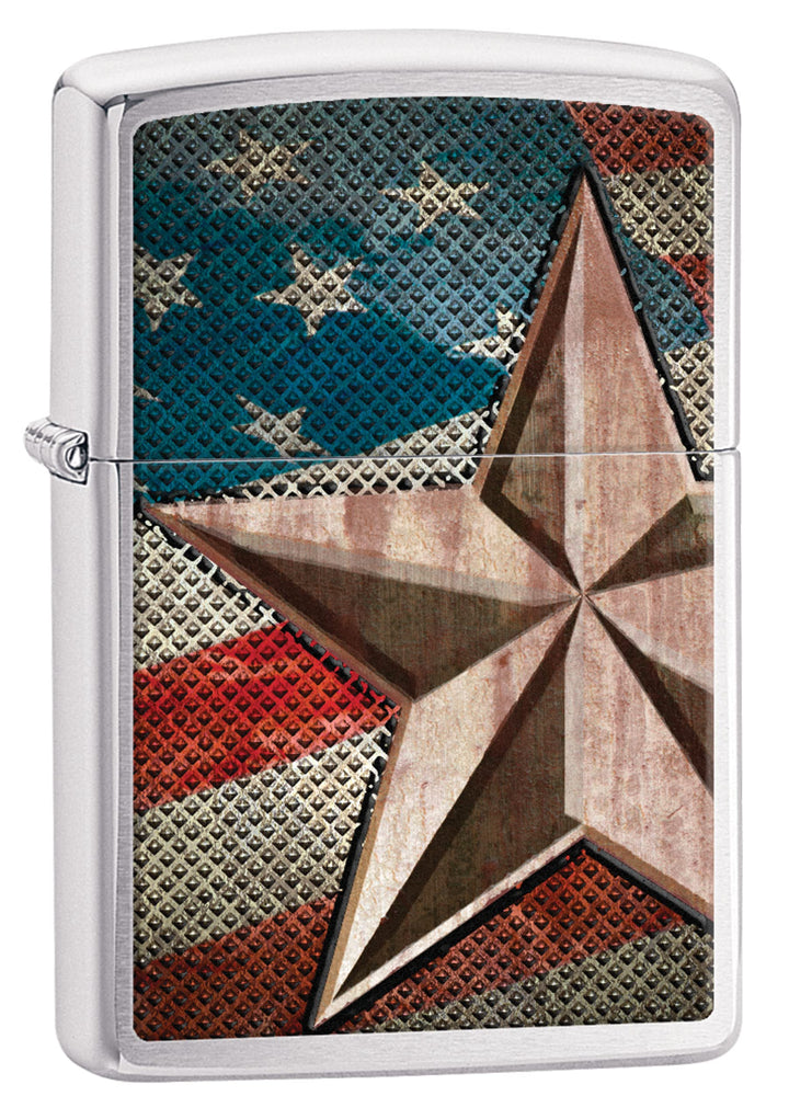 Zippo Us Army Star Winddichtes Feuerzeug Regular Edelstahloptik, Regular Edelstahloptik