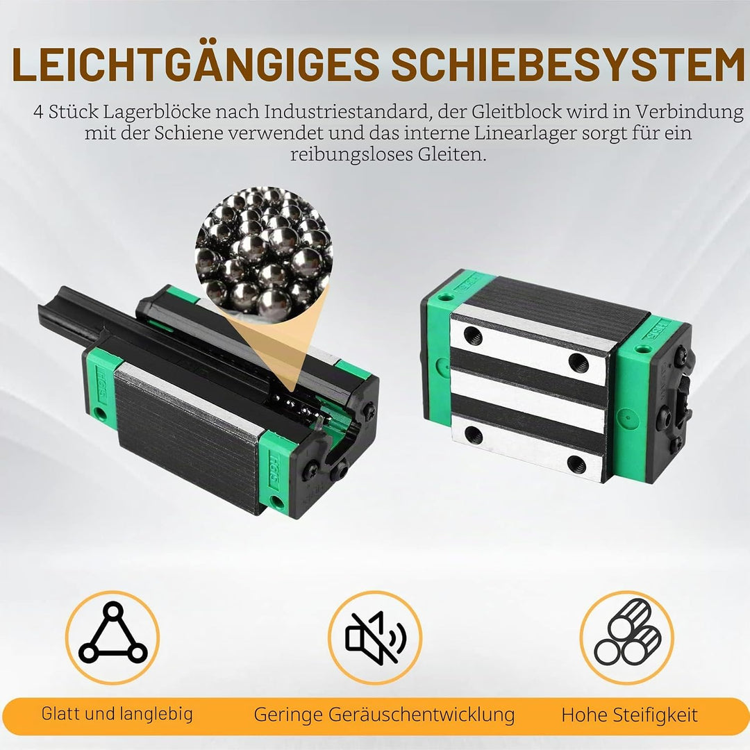 HGR20 Linearführung set 2 Stücke HGR20-1200 mm Linearführungsschiene + 4 Stück HGH20 Gleitblock für