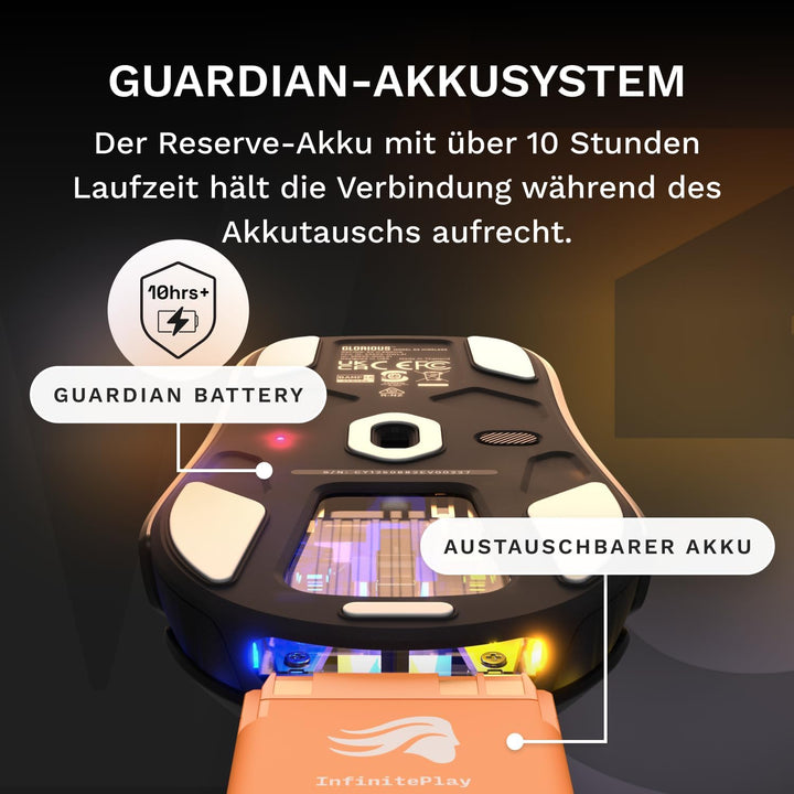 GLORIOUS Gaming Model O3 Wireless – gamingmus – Utbytbart InfinitePlay-batterisystem, 8 000-pollning