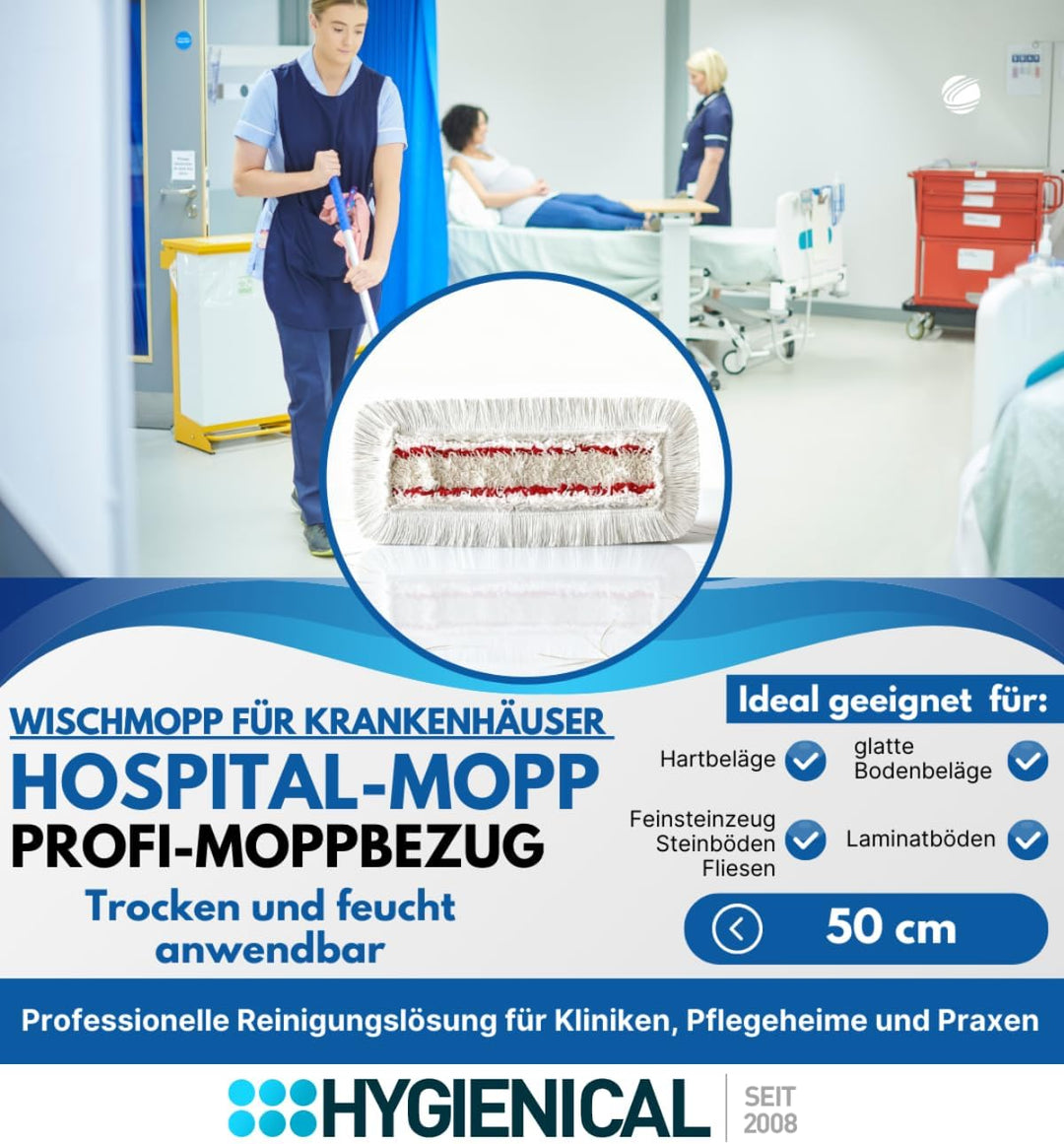 Wischmopp Set für Krankenhäuser und Hospitals, Profi-Moppbezüge, Moppbezüge für Mopphalter, Schlinge