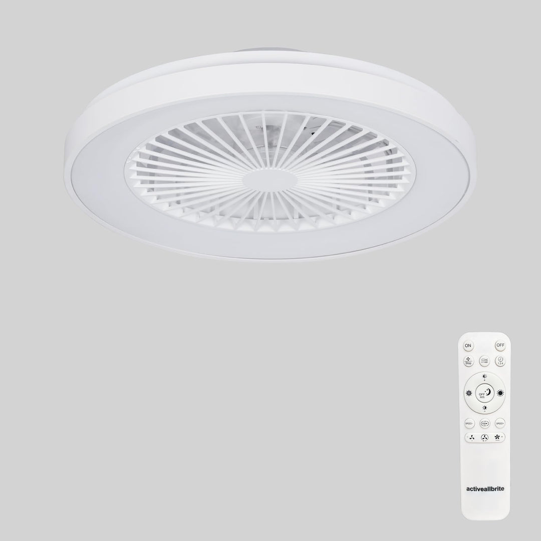 Deckenventilator mit Beleuchtung für Schlafzimmer, Ø48cm, Leise DC Motor 20W, Fernbedienung, 6-Gang,