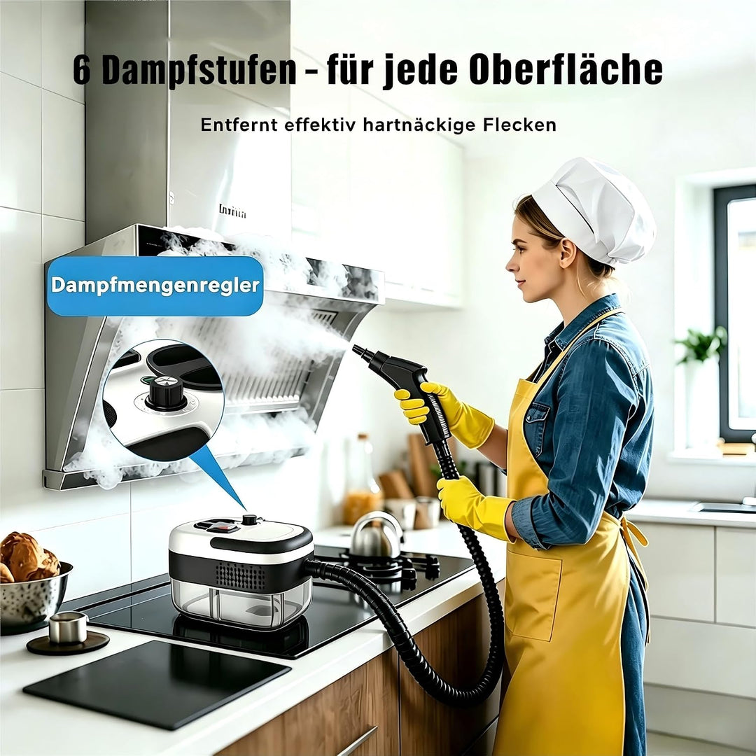 Dampfreiniger Handgerät 2500W, 3 Bar, 1200ml Wassertank, 6 Stufen