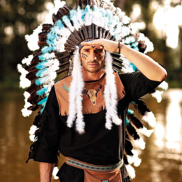 Boland 44141 - Kopfschmuck Indianer Snow Wolf, für Erwachsene, Häuptling, Stirnband, Kopfbedeckung m