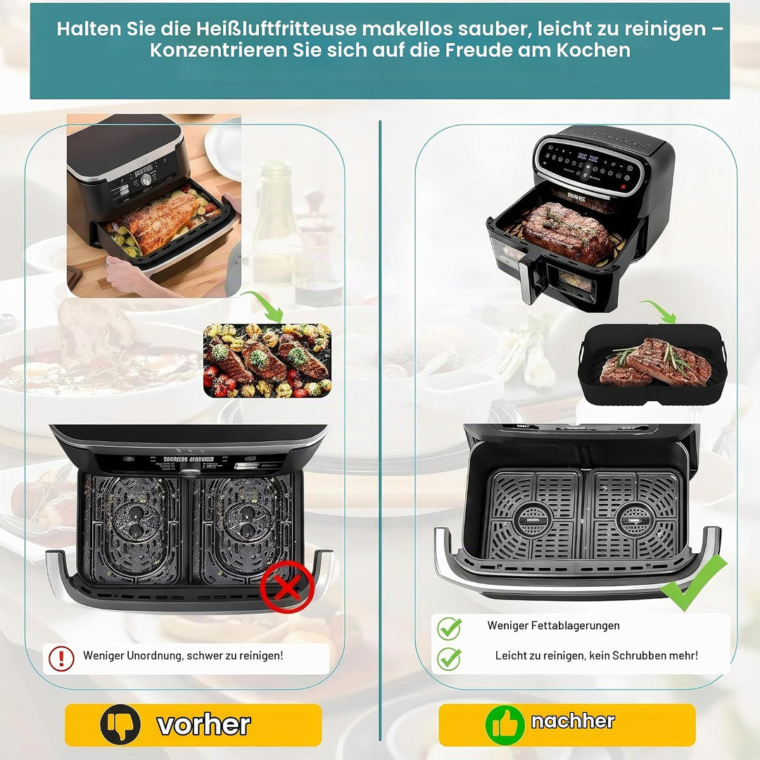 Szyeequoo Airfryer Silikonform Set für Ninja Foodi FlexDrawer AF500EU/AF500EUCP 10,4L, 1×10,4L + 2×5