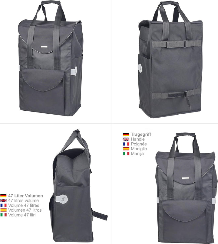 Andersen Einkaufstrolley Royal mit 3-Speichenrad und Einkaufstasche Senta schwarz 49 Liter