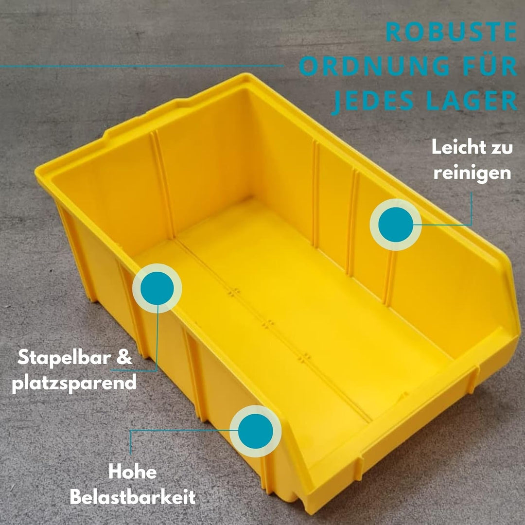 RODOPI 9er Set Stapelboxen, Grösse XL | Sichtlagerkästen 489x304x185mm | Robuste Lagerboxen für Werk