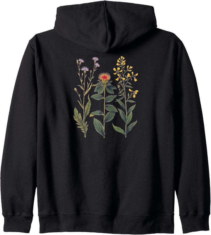 Wildblumen Distel Botanik Vintage Kapuzenjacke
