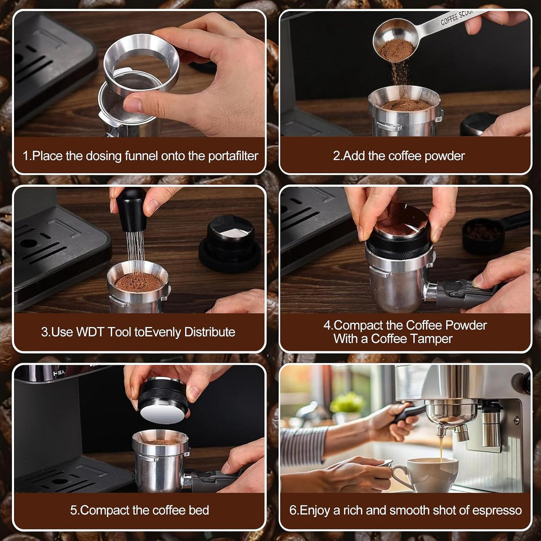 Coffee Distributor, Doppelköpfig Espresso Tamper Set 58 mm, 4 Stk