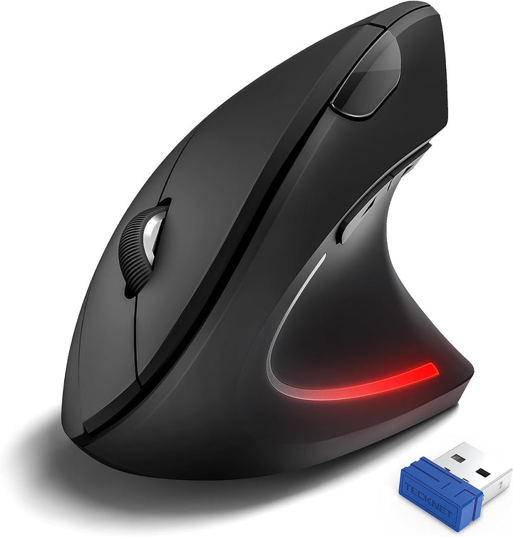 TECKNET Wireless Vertikale Ergonomische Maus 4800 DPI Schwarz, 4800 DPI Schwarz