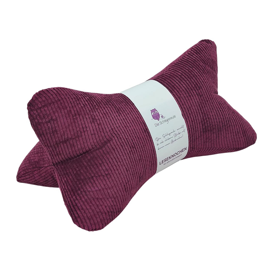 Leseknochen Cord Nackenkissen Handmade in D, waschbar (Beere), Beere