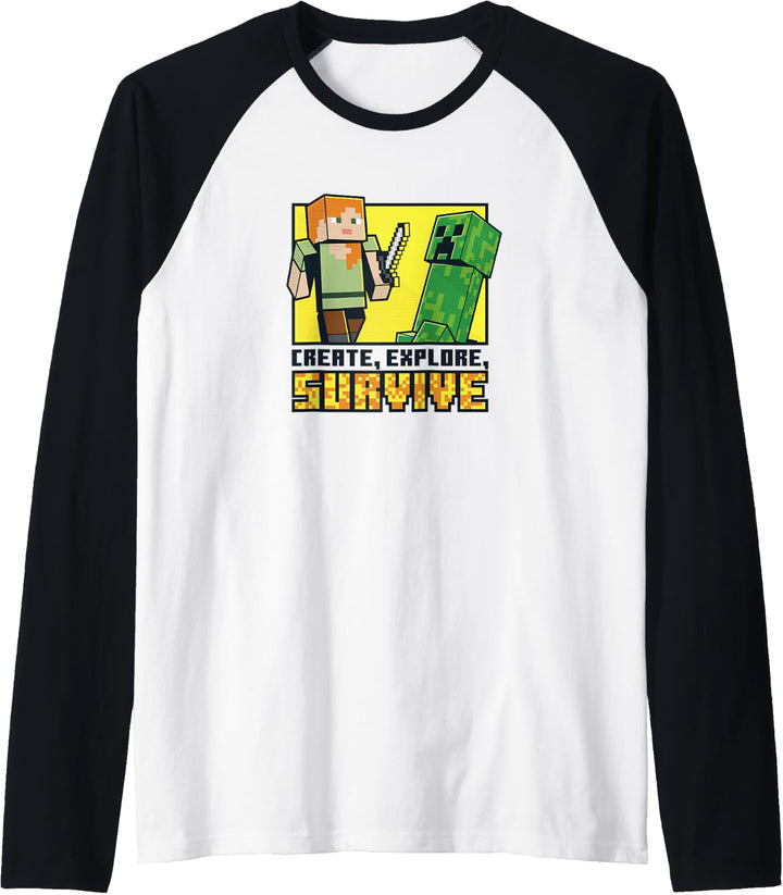 Minecraft Alex &amp; Creeper Erschaffe, erkunde, überlebe Raglan