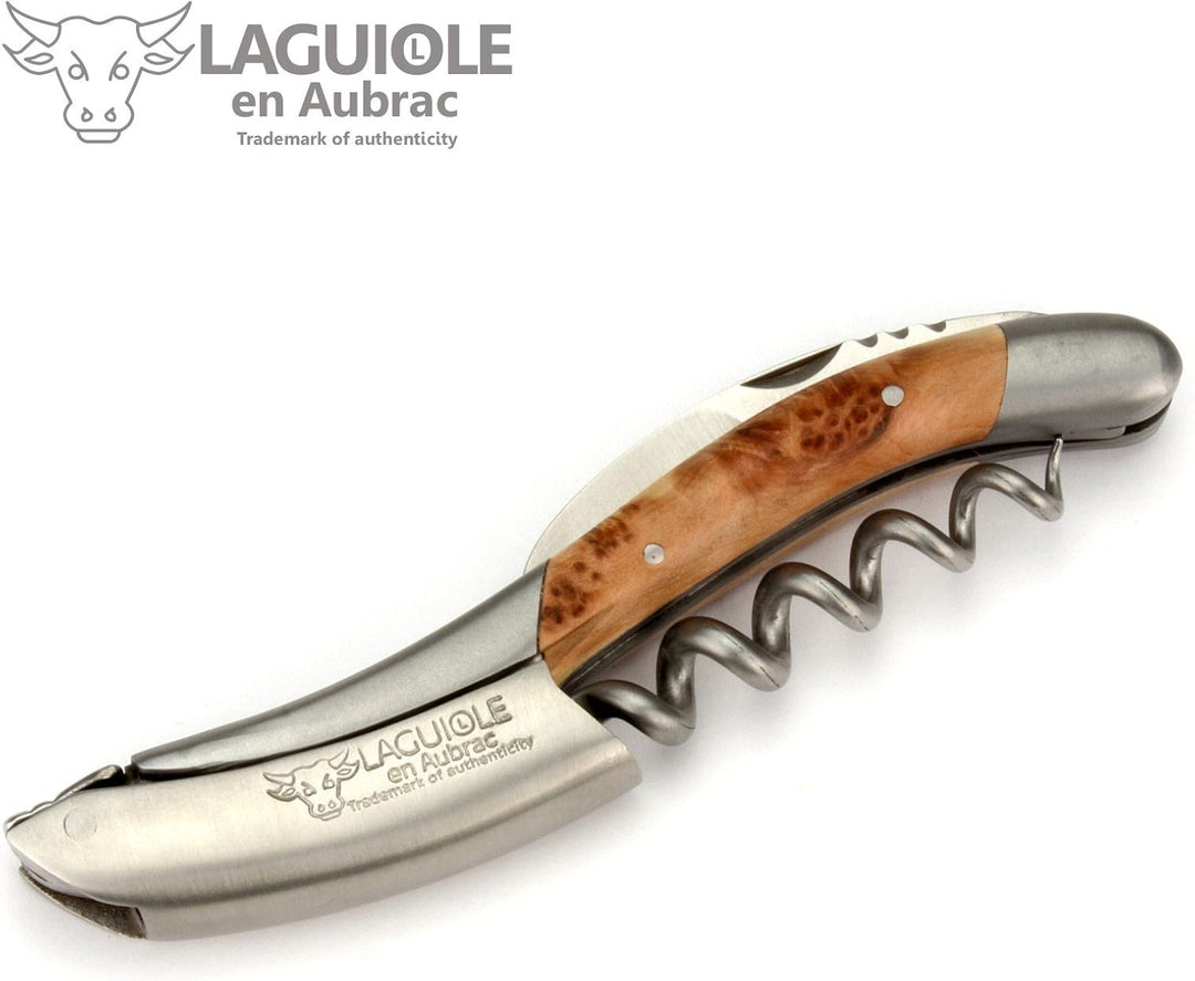 Laguiole en Aubrac Sommelierbesteck - Wacholder - Edelstahl matt - Kellnermesser Weinöffner Sommelie