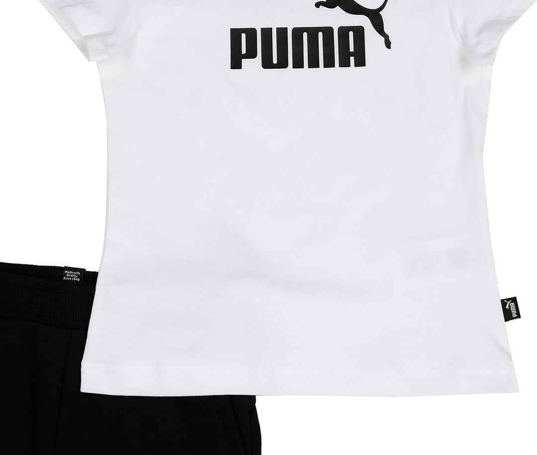 PUMA Mädchen Logo Tee &amp; Shorts Set G Trainingsanzug 116 Puma White, 116 Puma White