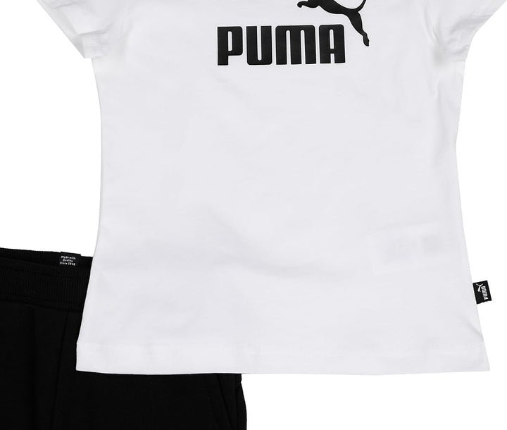 PUMA Mädchen Logo Tee &amp; Shorts Set G Trainingsanzug 116 Puma White, 116 Puma White