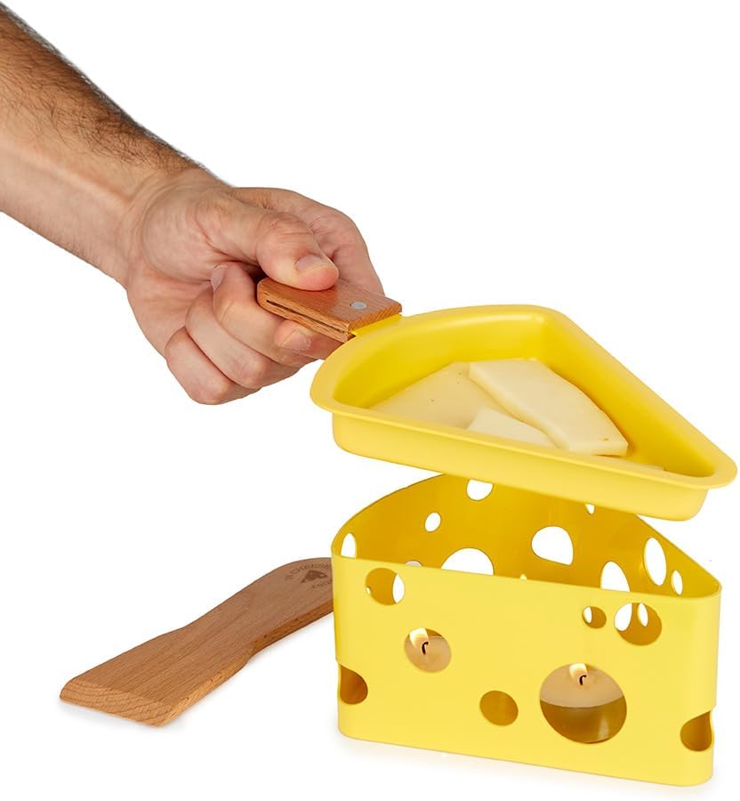 balvi Raclette-Ofen Fromagette Farbe Gelb Kerzen und Schaber inbegriffen Nylon