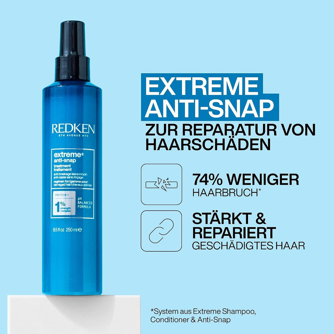 Redken Pflegeset mit Shampoo, Conditioner &amp; Anti-Snap Spray für sprödes und geschädigtes Haar, Anti