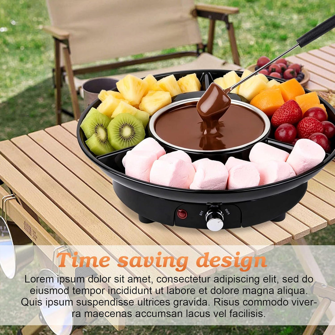 Schokoladen Fondue Elektrisch Set, 280ml Schokoladen Pot mit 2 Temperaturstufen, Servierschale &amp; 2 G