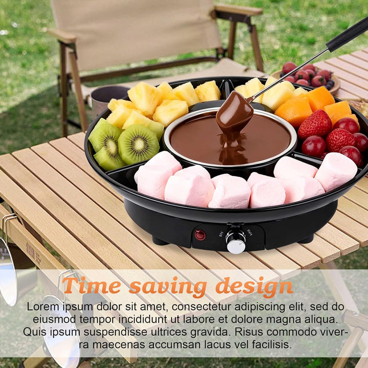 Schokoladen Fondue Elektrisch Set, 280ml Schokoladen Pot mit 2 Temperaturstufen, Servierschale &amp; 2 G