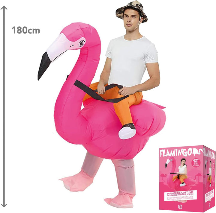 AirSuit® Aufblasbares Kostüm Rosa Flamingo | Ungewöhnliches Kostüm in Erwachsene | Grösse 160 bis 19