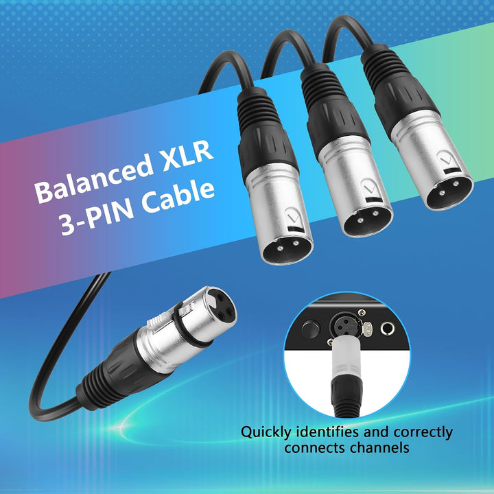 XLR zu 3 XLR Y Splitter Kabel,1 weiblich zu 3 männlich xlr Mikrofon Verlängerungskabel für Mischpult