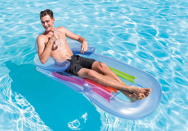 ? Intex Luftmatratze mit Getränkehalter - King Kool LOUNGES - Blau ODER Transparent / Weiss / Silber