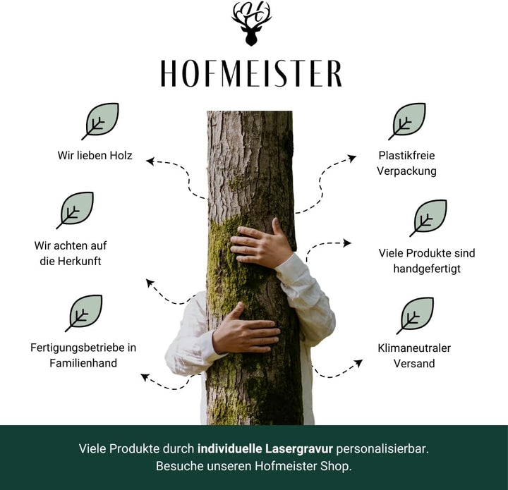 HOFMEISTER® Herzbrettchen Eichenholz - Rustikales Frühstücksbrett mit Herzform - Nachhaltiges Holzbr