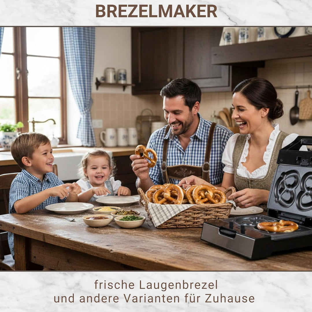 Syntrox Germany Maker Brezelbäcker - Brezel Maker für 2 Soft Brezeln mit austauschbaren Platten
