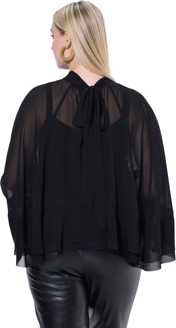 Ulla Popken Damen Bluse Schwarz 58-64, Schwarz 58-64