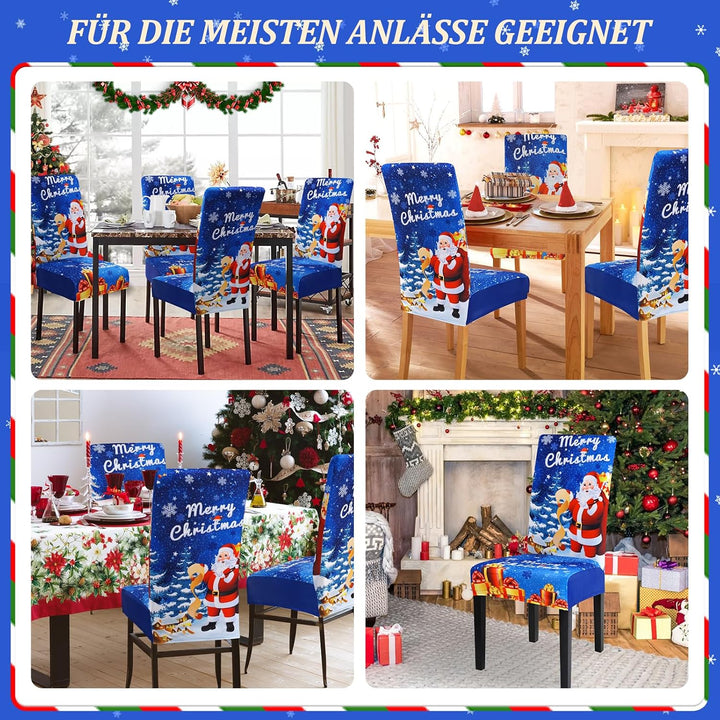 Yugarlibi Weihnachten Stretch Stuhlhussen 6er Set Stuhlbezug Schwingstuhl Universal Elastische Esszi