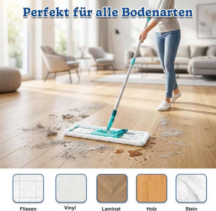 Ersatzbezug für Leifheit Bodenwischer: Profi XL Micro Duo/Cotton Plus, 4 Stück Wischmopp Bezug für L