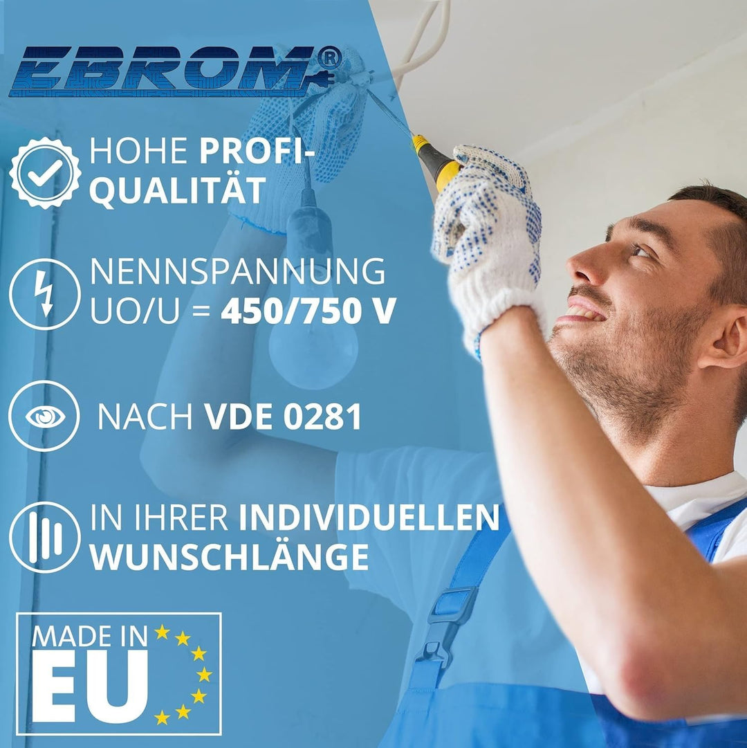 EBROM Aderleitung Einzelader flexibel H07V-K 2,5 mm² - hellblau, 50 m, 50 m