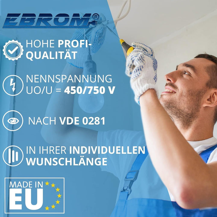 EBROM Aderleitung Einzelader flexibel H07V-K 2,5 mm² - hellblau, 50 m, 50 m