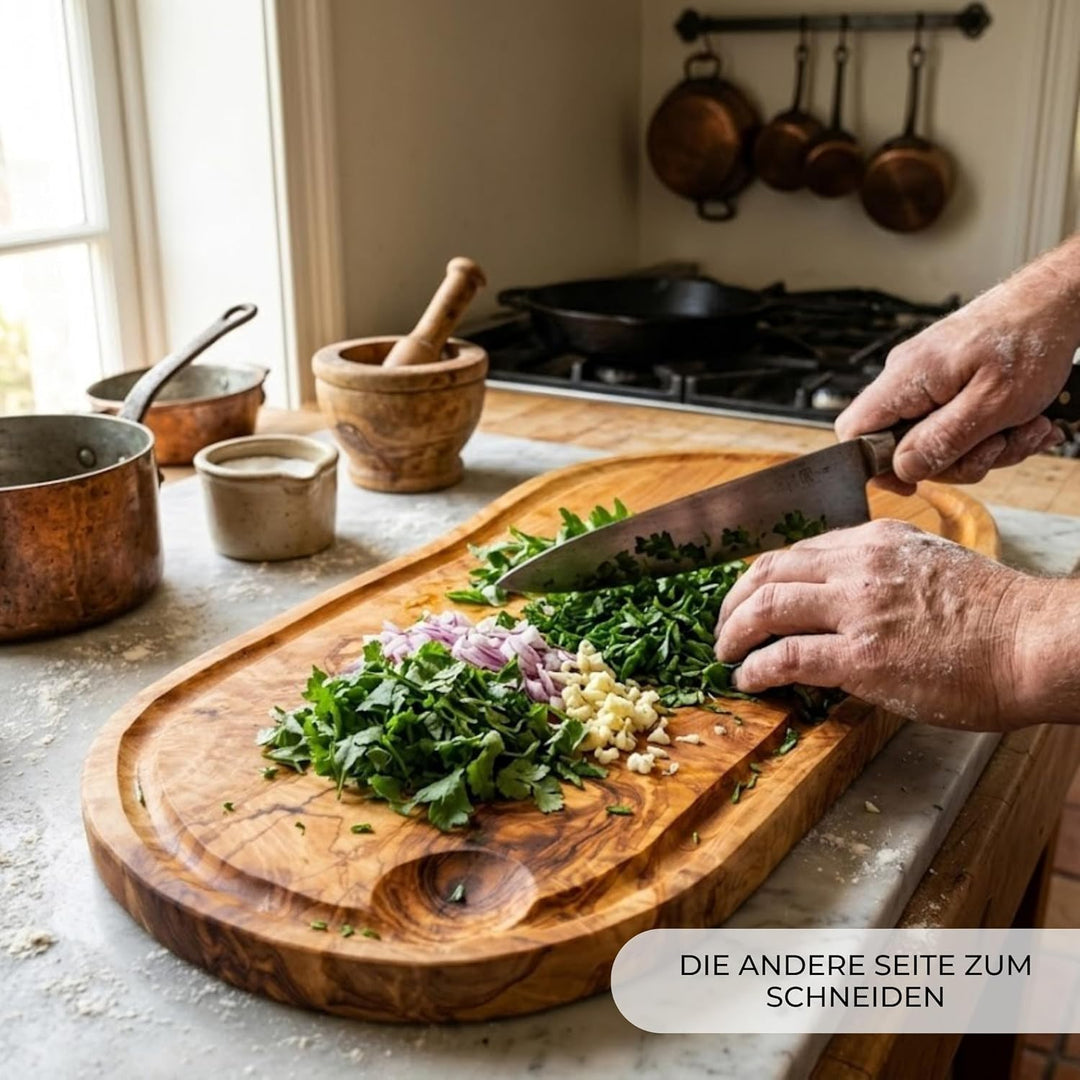 Erreke Schneidebrett aus natürlichem Olivenholz, zum Schneiden in der Küche, zum Servieren, Hacken,