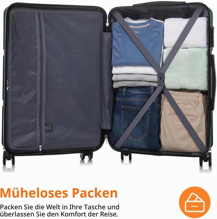 Gepäck, Trolley Suitcase Reisekoffer, Rollkoffer Handgepäck mit 4 Rollen 360°, Hartschalenreisekoffe