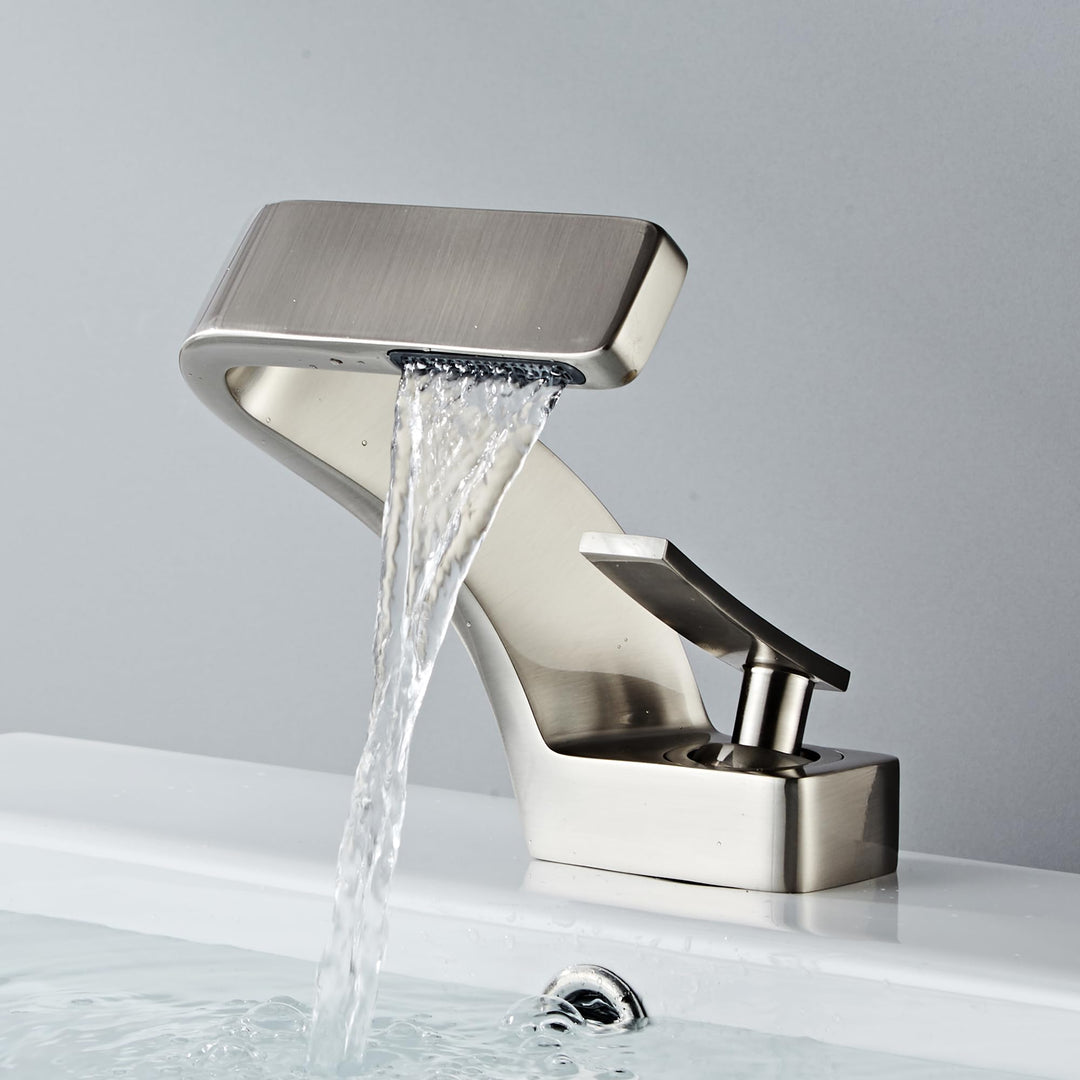 MocArt 2239 Wasserfall Wasserhahn, Badezimmer-Mischhähne, Hotelbecken-Kupferhahn, Keramikventilkern,