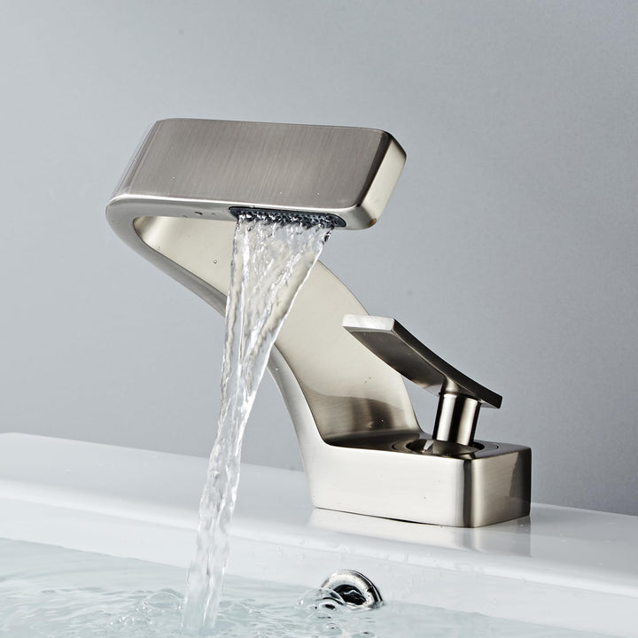MocArt 2239 Wasserfall Wasserhahn, Badezimmer-Mischhähne, Hotelbecken-Kupferhahn, Keramikventilkern,