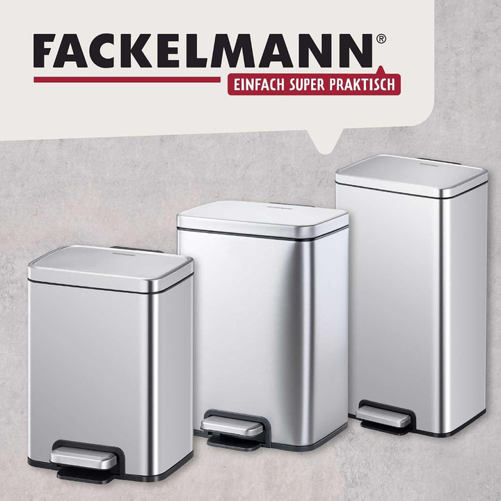 Fackelmann CHICAGO Pedal-Abfallsammler 6L – Edelstahl matt, fingerabdruckfrei, mit stabilem Pedal un