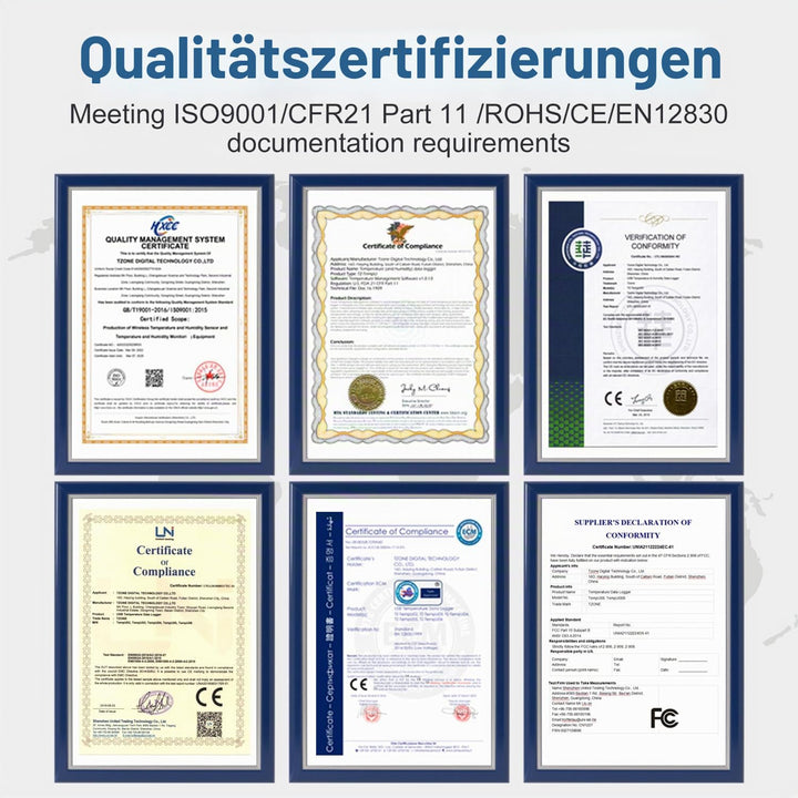 ThermElc TE-02 Pro TH Datenlogger Temperatur Luftfeuchtigkeitmit automatischen CSV PDF Berichten, Ve