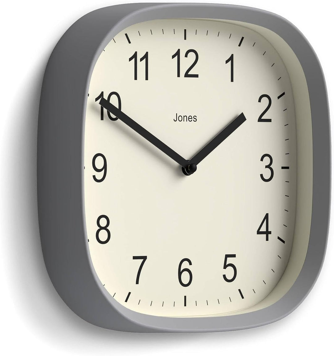 JONES CLOCKS Quadratische Retro-Wanduhr aus hochwertigem Acryl, Sprite&
