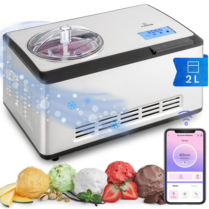 Klarstein Eismaschine, Softeismaschine für Joghurt, Softeis &amp; Frozen Yogurt, Ice Cream Maker mit WiF