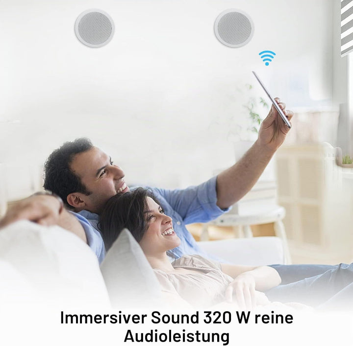 Herdio 6,5 Zoll BluetoothDeckenlautsprecher, 160 Watt Kompatibel Einbaulautsprecher, Bündige Montage