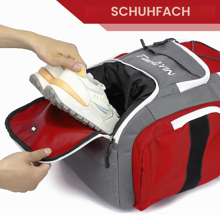 Sportrucksack Damen 35L mit Schuhfach, Nassfach und Laptopfach Wasserdicht Gym/Baseball/Strand/Schwi