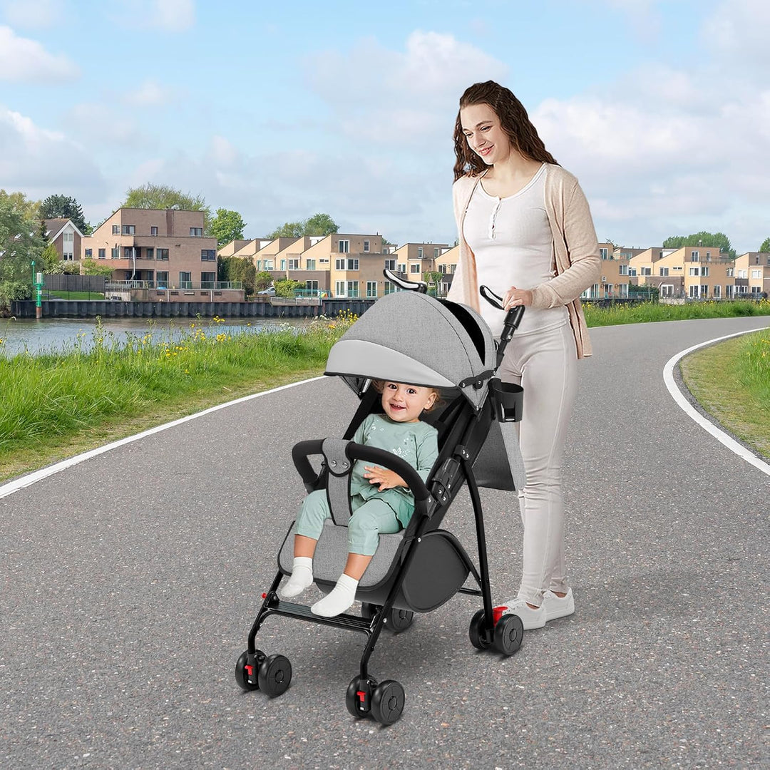 homewell Kinderwagen klappbar, Buggy Kinderbuggy, flache Liegeposition, mit Getränkehalter, Sicherhe