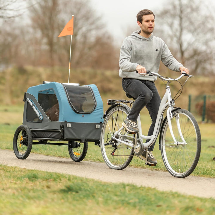 TRIXIE Hunde Fahrradanhänger - blau/grau, L