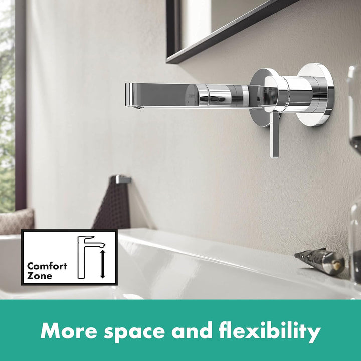 hansgrohe Waschtischarmatur Unterputz für Wandmontage Finoris, Wasserhahn Bad mit Ablaufgarnitur unv