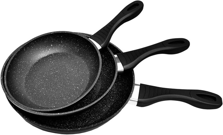 Ertex 3 TLG. Pfannenset Bratpfannen Marmor Granit Pfanne Set Induktion Antihaft Beschichtung Bratpfa