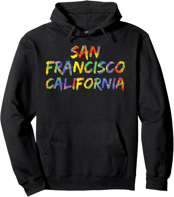 Colorful California City Pride Rainbow Art San Francisco Pullover Hoodie